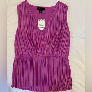 Purple Sleeveless Pleated Top